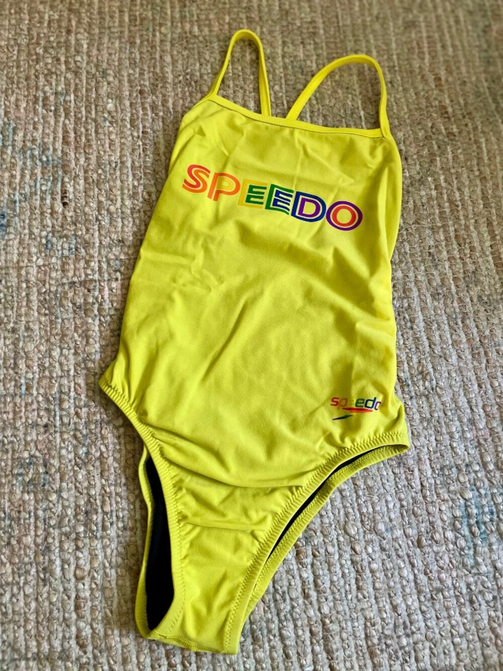 Speedo Blazing Yellow Eco Endurance Womens One Piece Swimsuit Pride Size 30 NWT